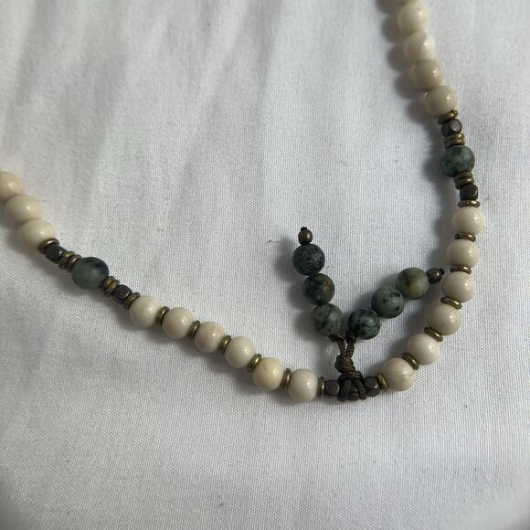 Lovepray Semiprecious Stone Turquoise or Green and Ivory colors jasper? Necklace - Picture 5 of 8